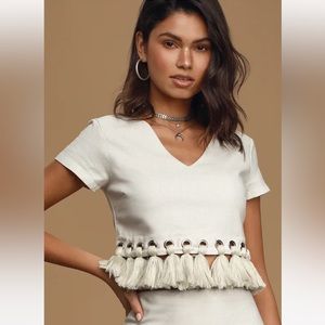 Beige Tassel Crop Too from Lulus size X-Small